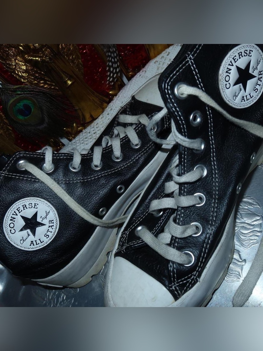 Converse Black & White Leather High-Top Sneakers